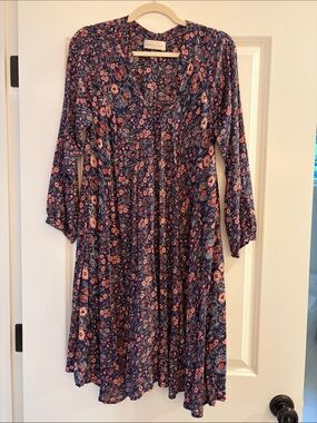 Natalie Martin Fiore Midi Dress with aubergine floral print